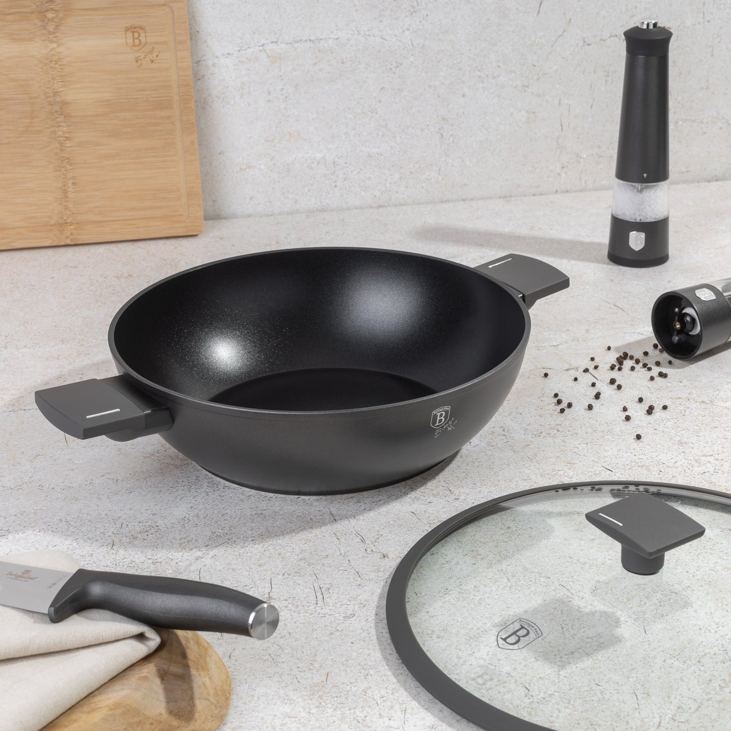 Casserole Wok with lid, 30 cm Anthracite