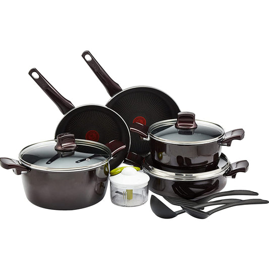 Tefal G6 Resist Intense 12 Pcs Cooking Set, Red, Aluminium, (D5229383)