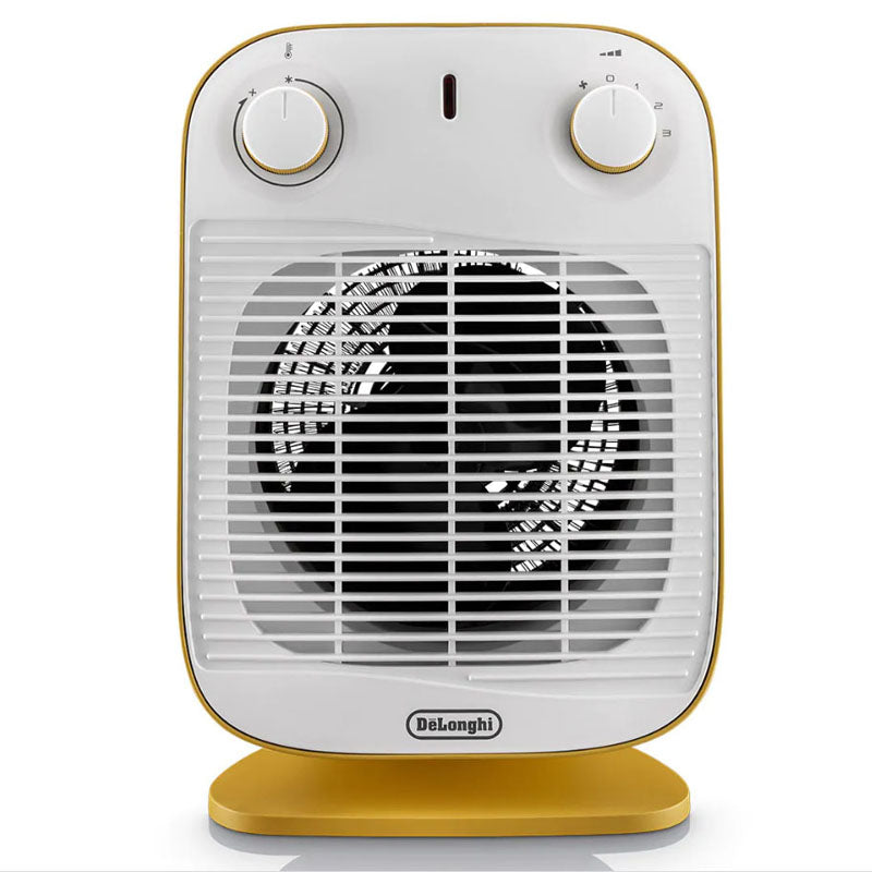 Delonghi HFS50B20.YE Vertical Edge Fan Heater Sienna Yellow/White