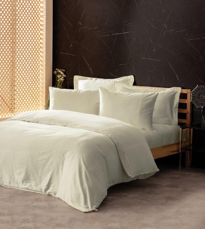 Silk Cotton DOUBLE Duvet Cover Set Ecru  800TC