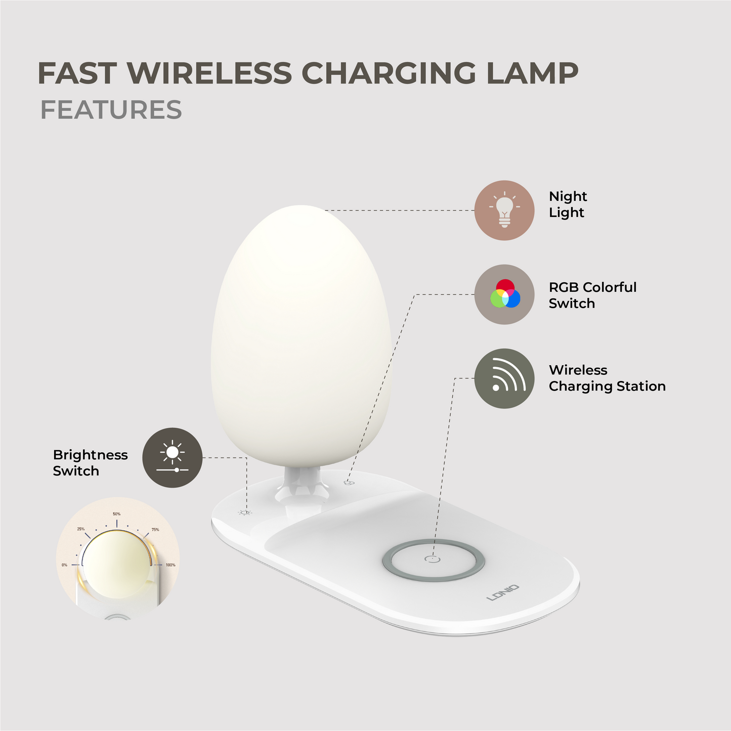 Fast Wireless Charging Desk Lamp