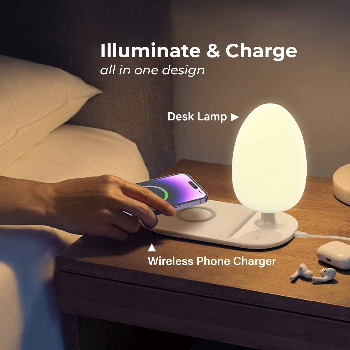 Fast Wireless Charging Desk Lamp