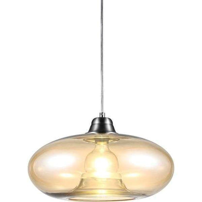 Nino Germany Amber-Toned Oval Glass Pendant Light