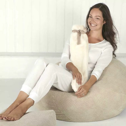 Long Hot Water Bottle with Faux Fur Cover