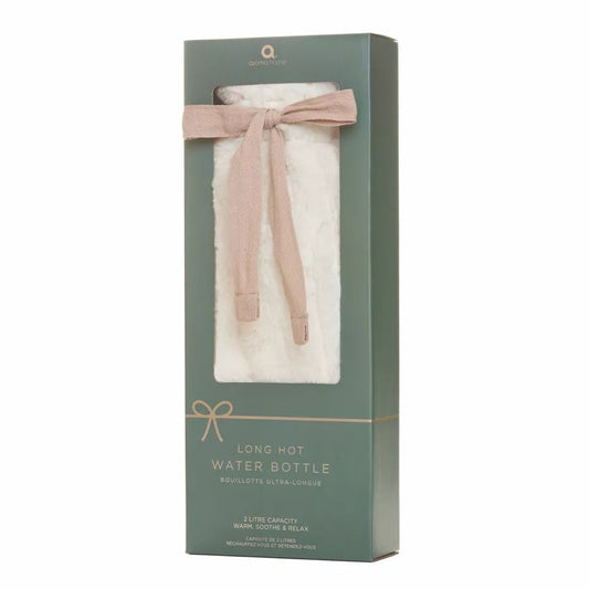 Long Hot Water Bottle with Faux Fur Cover