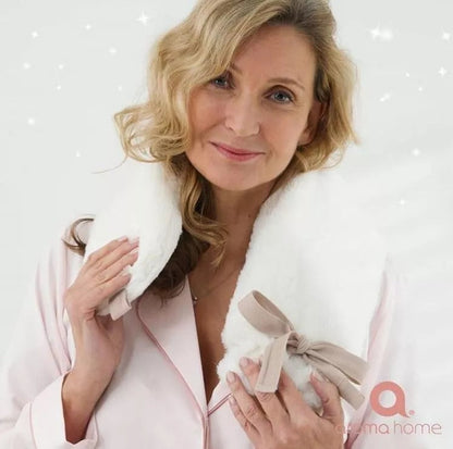 Long Hot Water Bottle with Faux Fur Cover