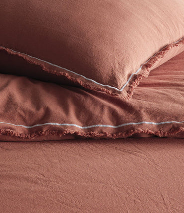 Double size Likya Vintage Duvet Cover Set - Terracota