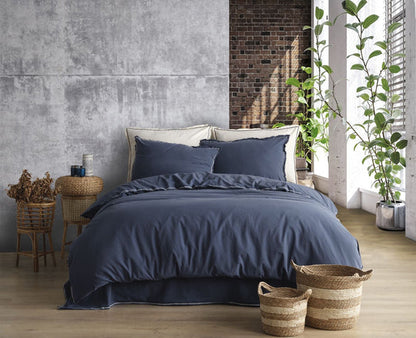 Double size Likya Vintage Duvet Cover Set - Indigo