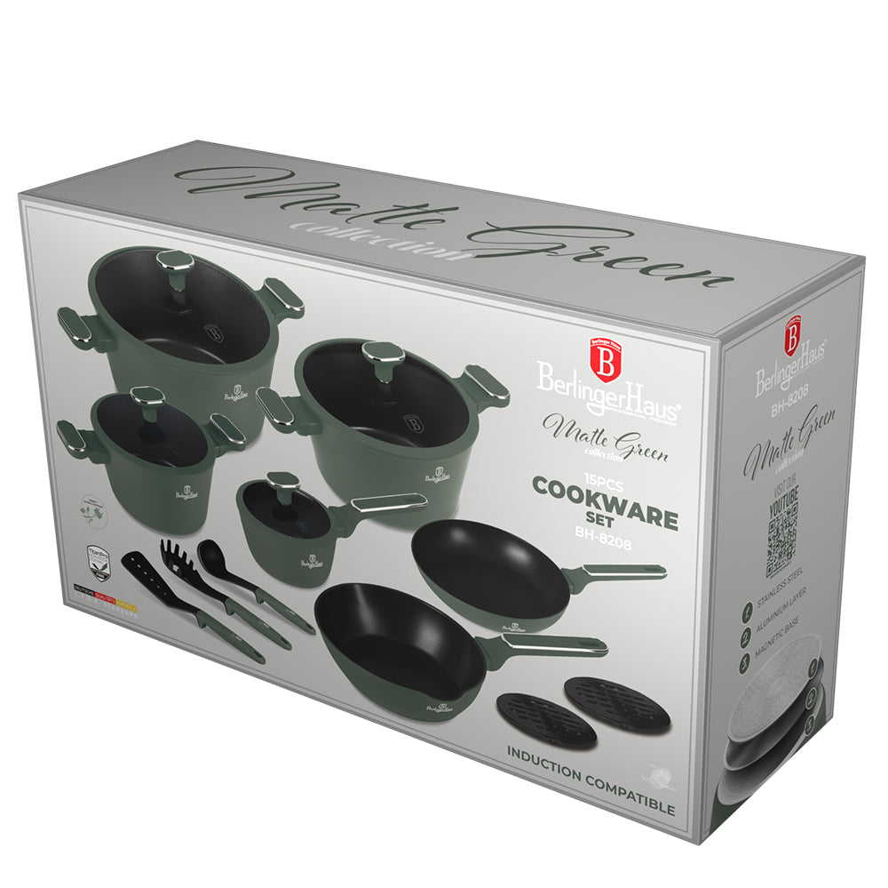 15 pcs cookware set Berlinger Haus Matte Green