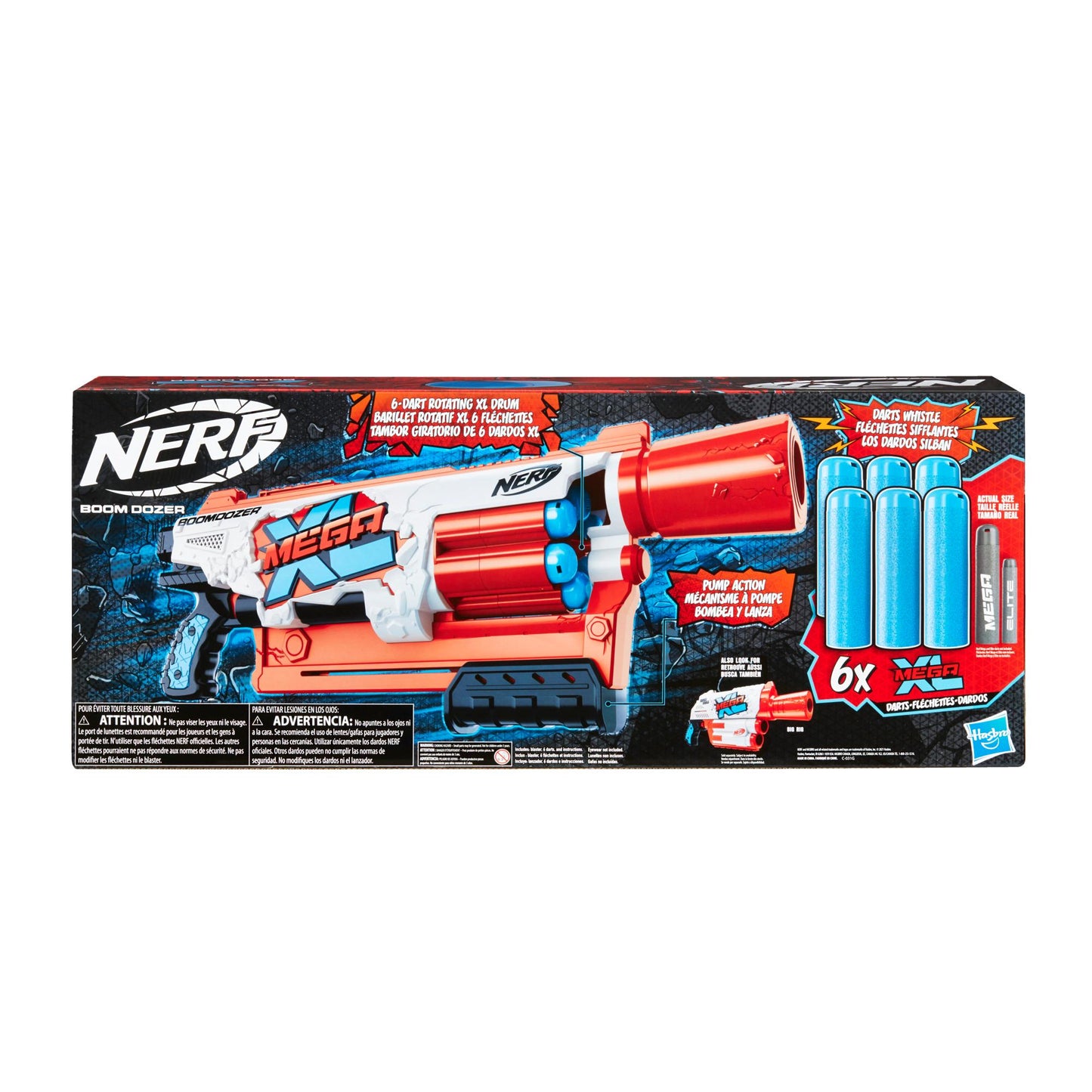 Nerf Mega XL Boom Dozer Blaster, Largest Nerf Mega Darts Ever, XL 6Da