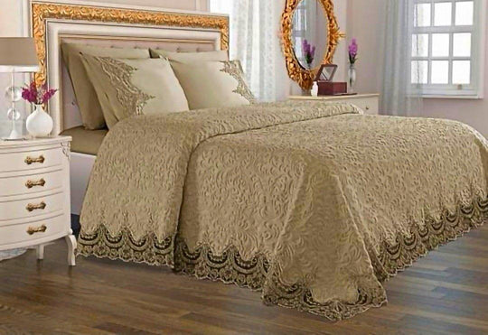 6 pcs Guipured Blanket Set BROWN