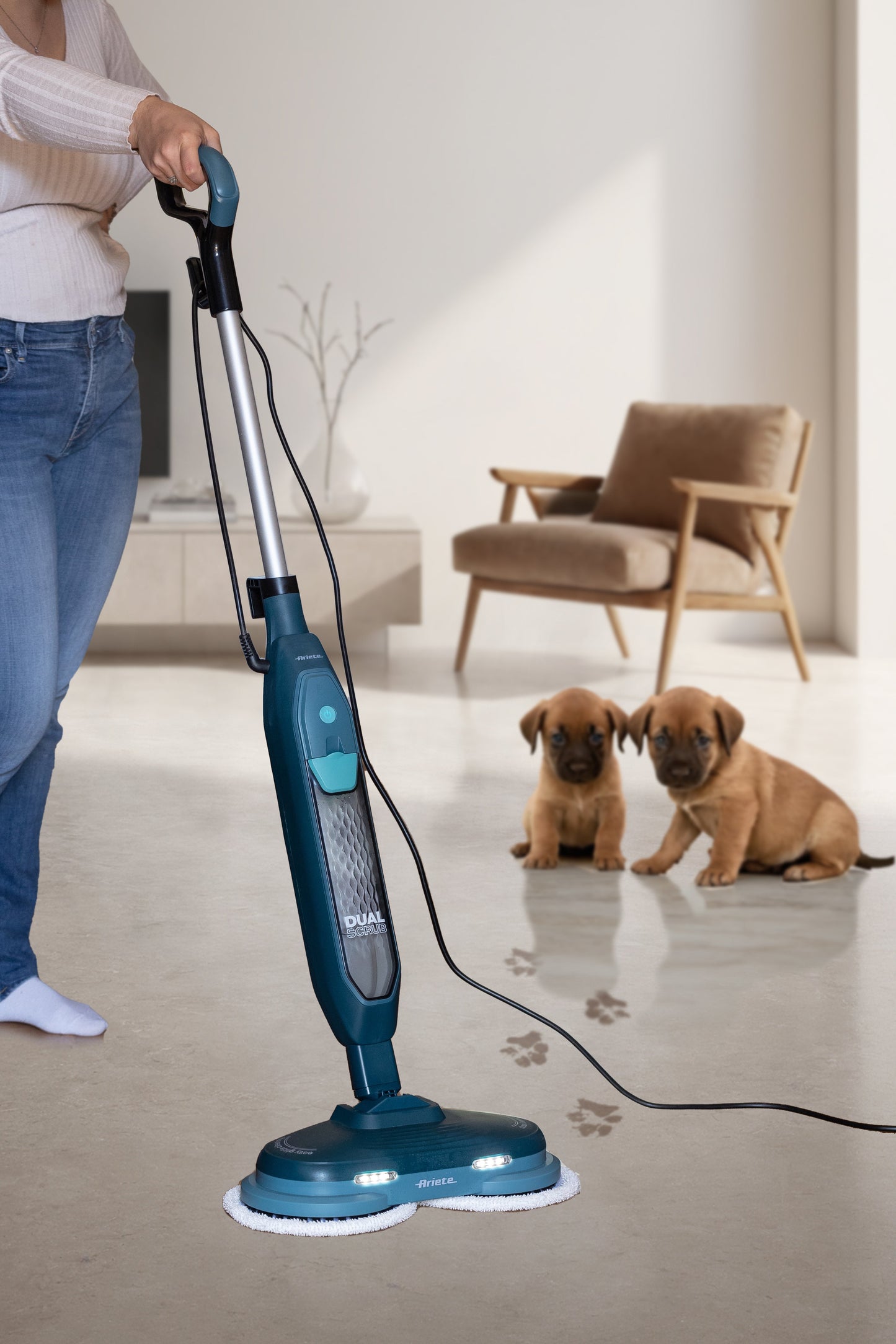Dual Steam Scrub Rotating Brushes ,1200W
