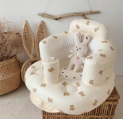 Bear-Print Inflatable Baby Chair