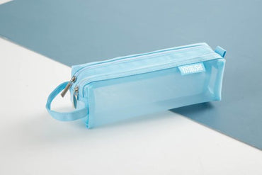 Double Zipper Mesh Pen Case Clear Trial Pencil
