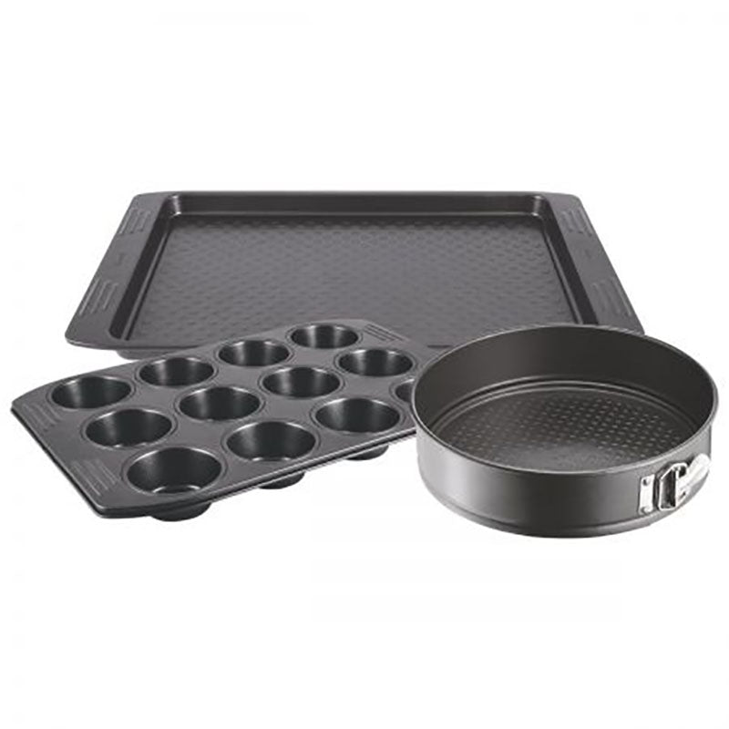 Tefal J162S385 Easy Grip Bakeware Set 3Pcs: (Mini Muffins X 12, Baking Tray 29,5X41, Springform 25)