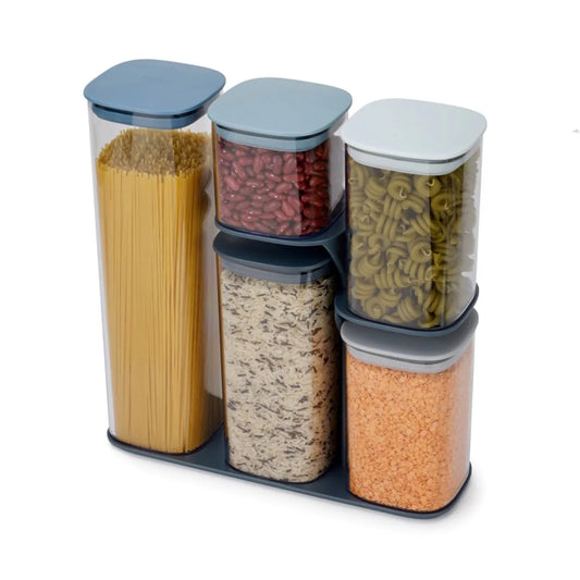Podium Dry Food Storage Container Set with Stand, 5-piece Sky By Joseph Joseph
