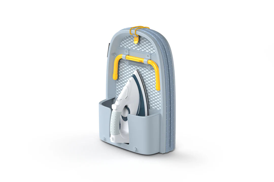 Pocket Plus Folding Ironing Board with Advanced Cover Grey Yellow By Joseph Joseph