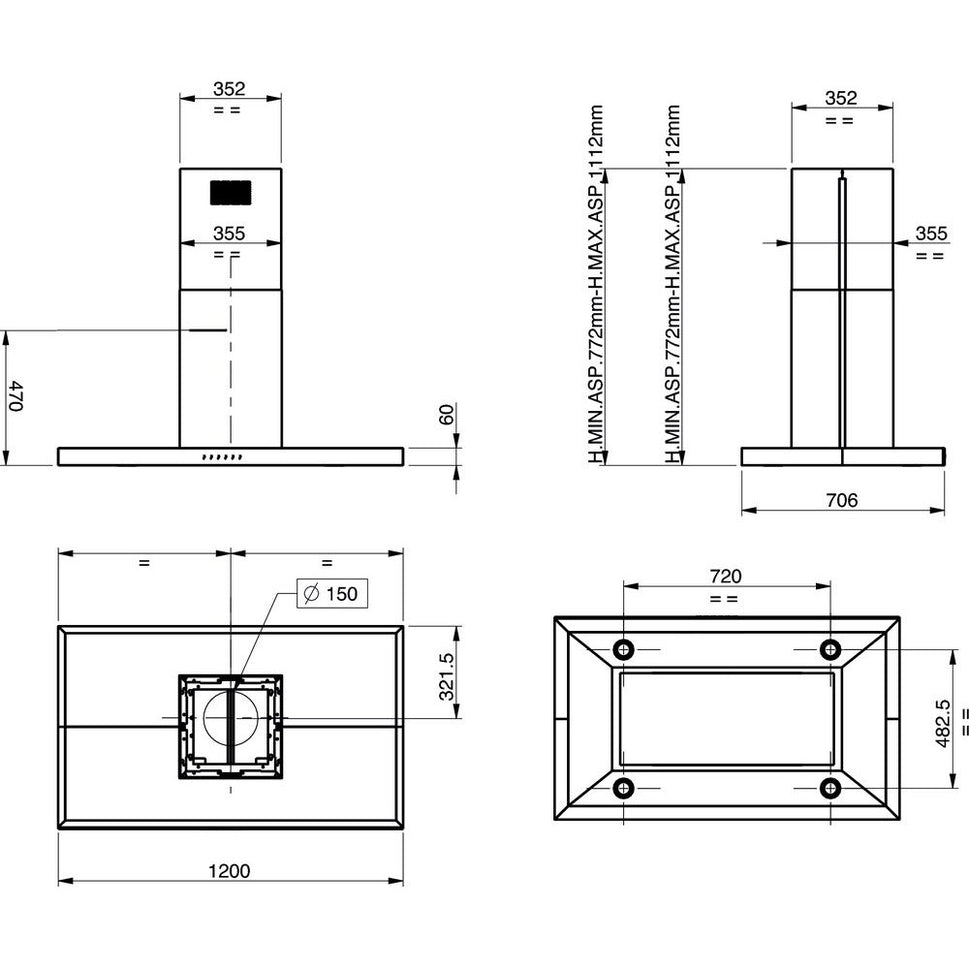 KitchenAid KEIPP 12020 Island hood 120 cm Stainless Steel