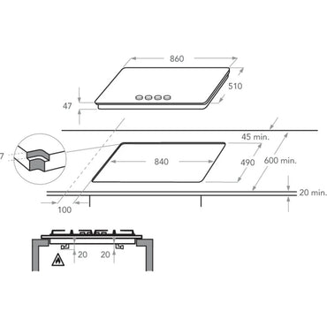 KitchenAid KHGD586510 Gas Hob 5 Burners 86cm Black