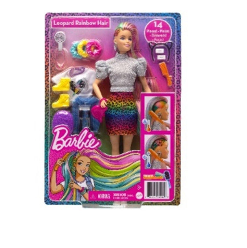 Barbie MTBBGRN81 Leopard Rainbow Hair Doll