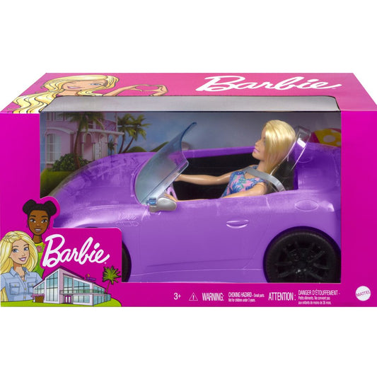 Barbie Doll And Purple Convertible Vehicle