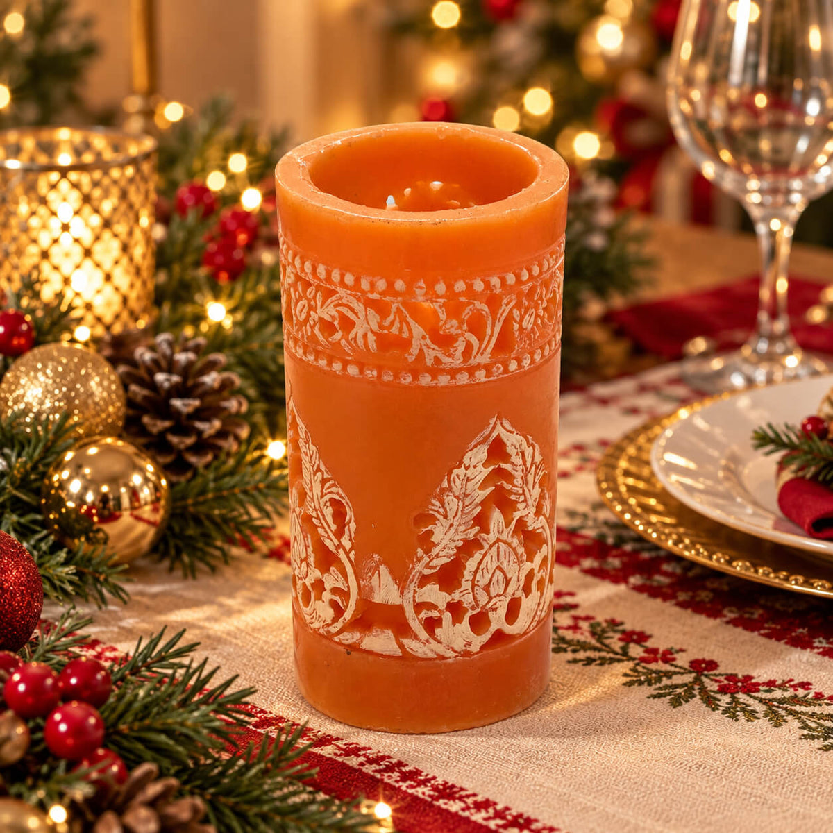 Migros Charme Carved Orange LED Candle