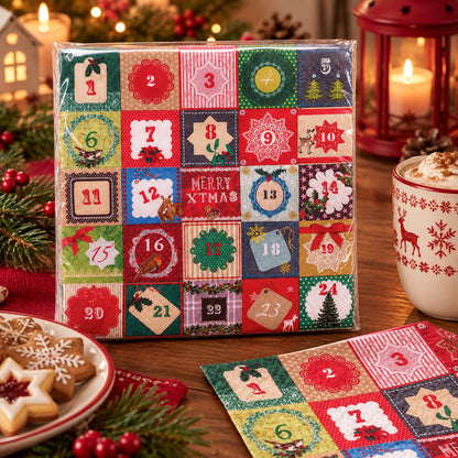 Cucina & Tavola Advent Calendar Christmas Napkins – 20 Pack, 33 × 33 cm