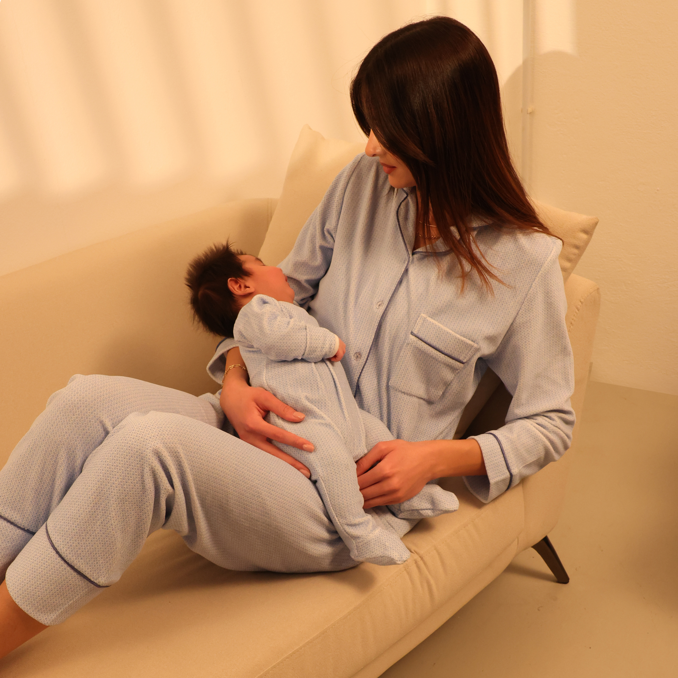 Cosset Loungewear Moments Mommy & Me Loungewear Set – Blue " Small"