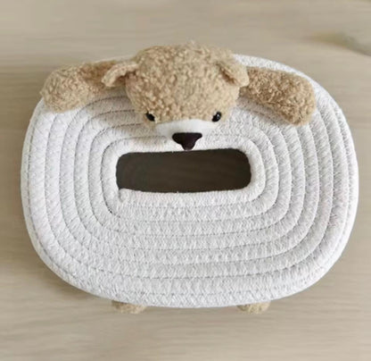 Teddy Bear Woven Tissue Box Holder