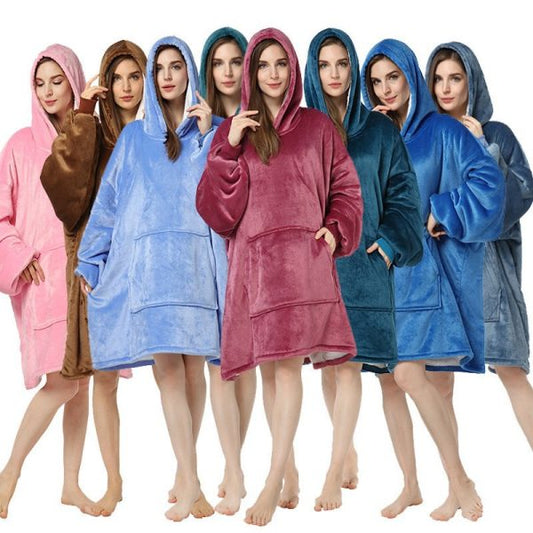 Oversized Sherpa Hoodie Blanket Super Comfortable and Thick with Large Pockets Women & Kids Size Fits All