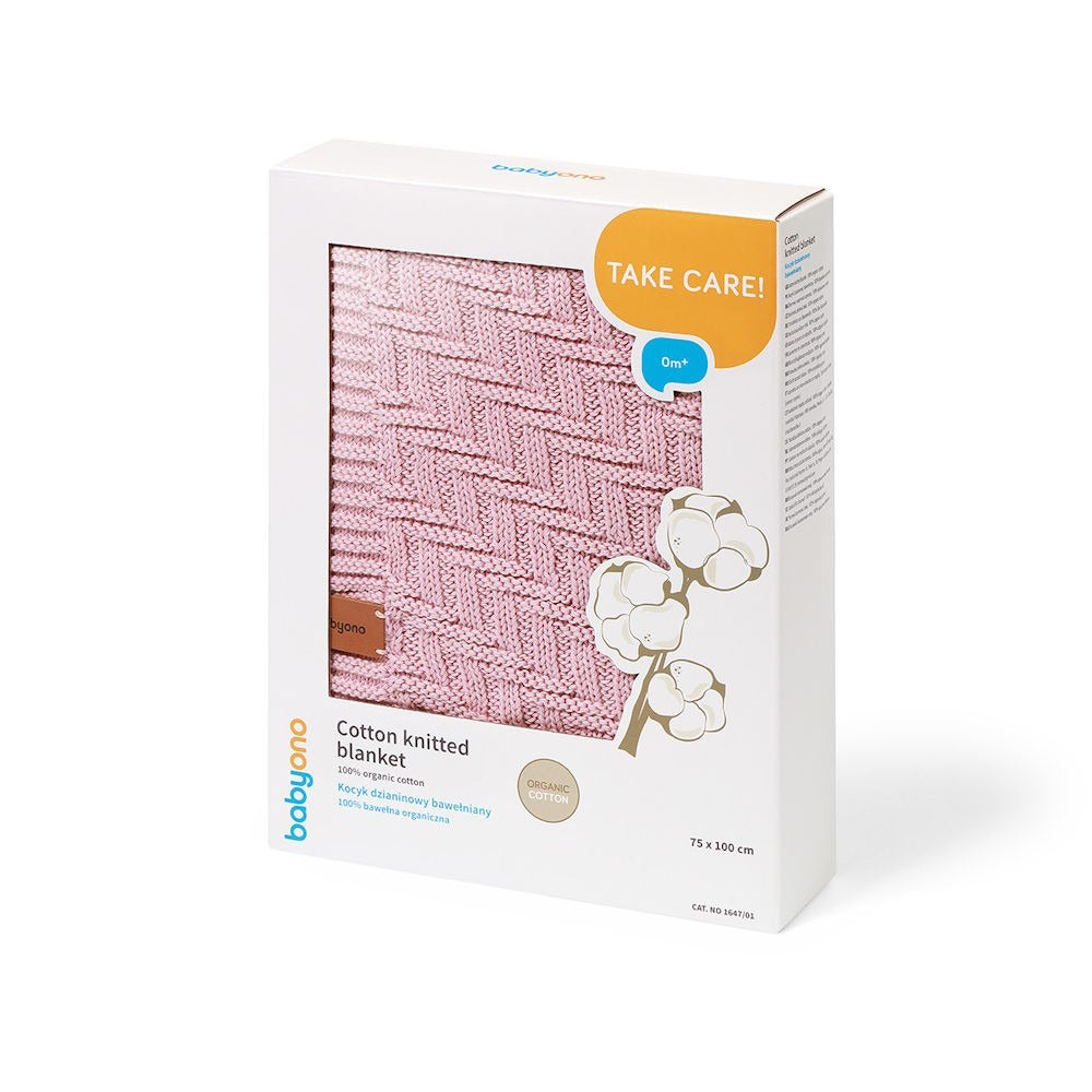 baby blanket organic cotton knitted -pink
