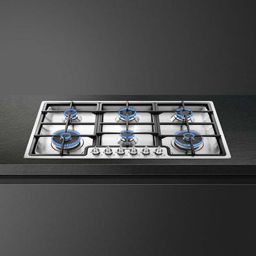 Smeg PGF962 Gas Hob Classic Stainless Steel 90cm 6 Burner