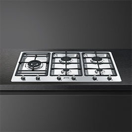 Smeg PS906-5 Gas Hob Stainless Steel 90cm Front Knob