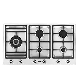 Smeg PS906-5 Gas Hob Stainless Steel 90cm Front Knob