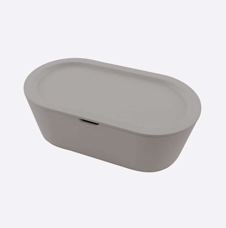 Point-Virgule bamboo fiber bread box cement grey 36x19x13cm