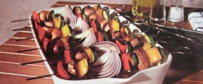 Skewers dish with 6 stainless steel skewers