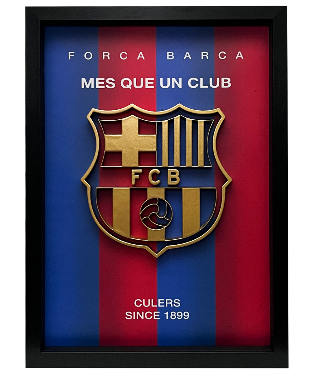 Més Que Un Club Frame WIth 3D-printed Logo
