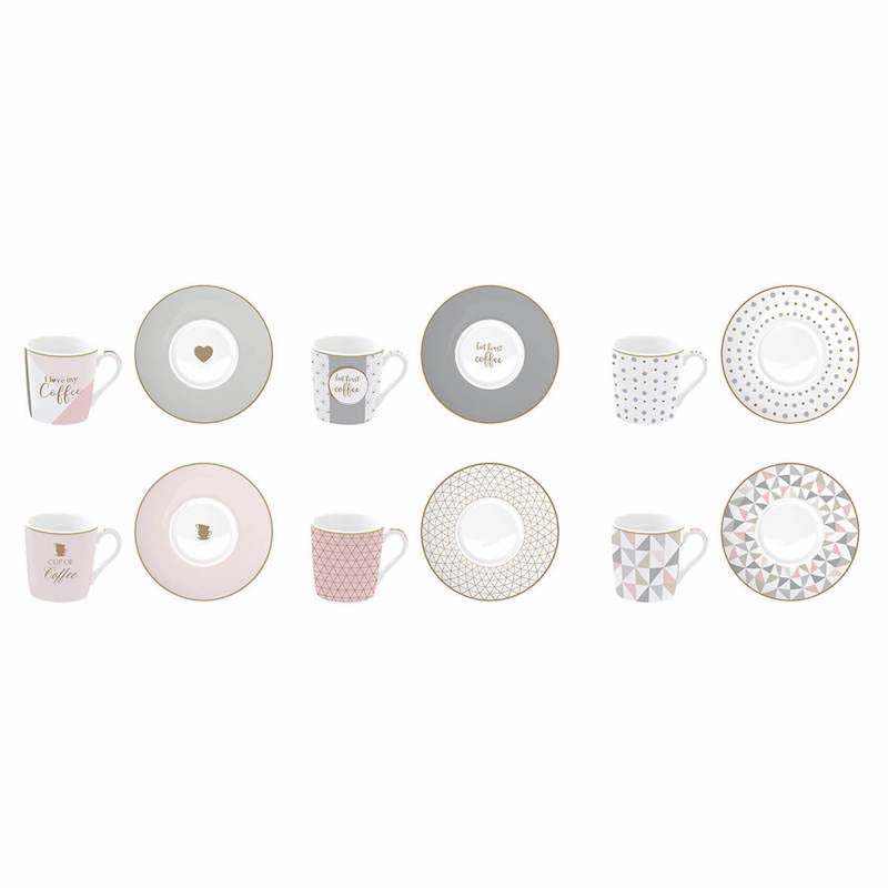 Easy Life Set 6 coffe cups & saucers 100ml in porcelain I Love Coffee