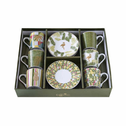 Easy Life Set 6 coffee cups & saucers 100ml in porcelain Mania Tropical