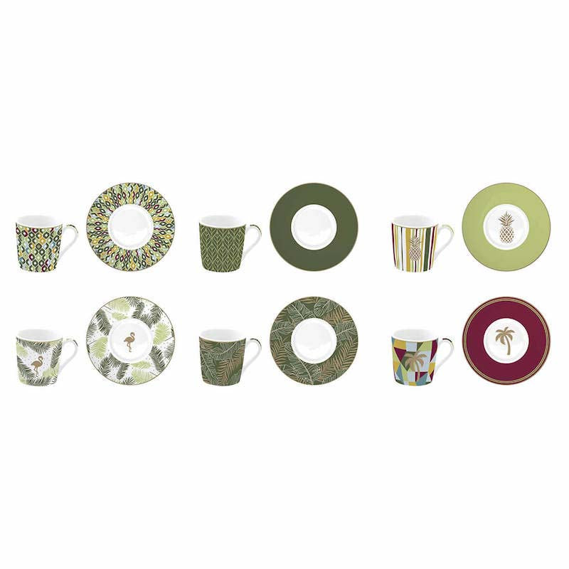 Easy Life Set 6 coffee cups & saucers 100ml in porcelain Mania Tropical