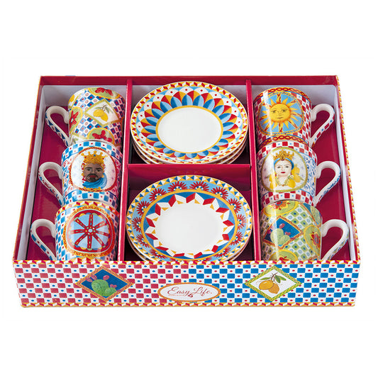 Easylife R0126/SICI Set*6 Coffee Cup/Saucer 100Ml “Sicily”