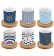 Easy Life Set 6 coffee cups in porcelain & bamboo saucers 110 ml Bord De Mer