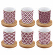 Easy Life Set 6 coffee cups in porcelain & bamboo saucers 110ml Damask