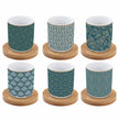 Easy Life Set 6 coffee cups in porcelain & bamboo saucers 110ml Eden