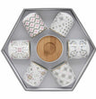 Easy Life Set 6 coffee cups in porcelain & bamboo saucers 110ml Tiles Grey