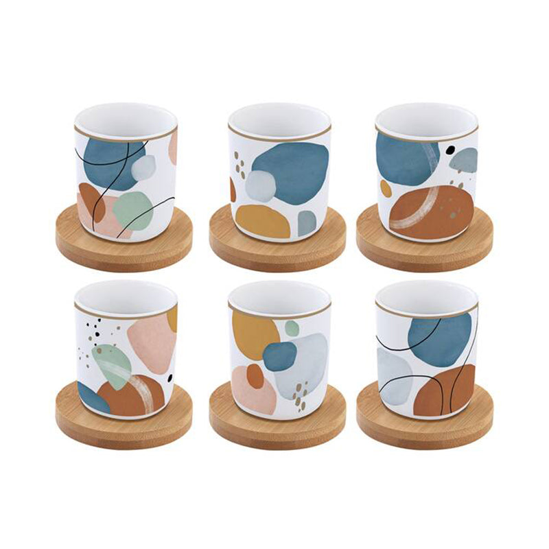 Easylife R0127/SHAP Set*6 Coff.Cup/Bmboo Saucer “Shapes”