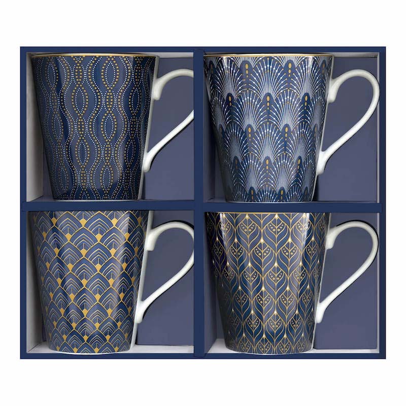 Easy Life Set 4 porcelain mugs 300 ml in gift box Art Deco