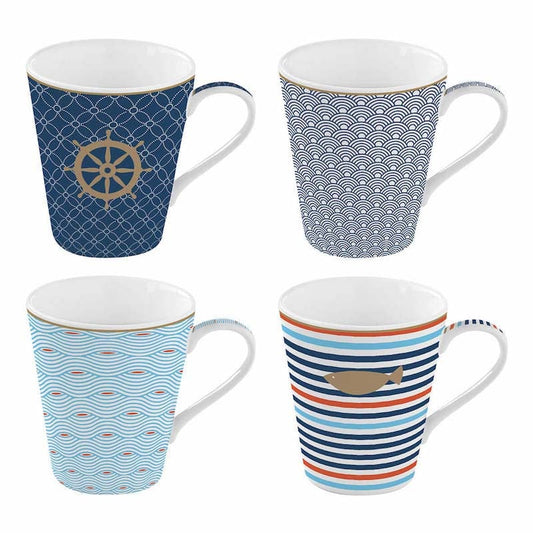 Easy Life et 4 porcelain mugs 300ml in gift box Bord de mer