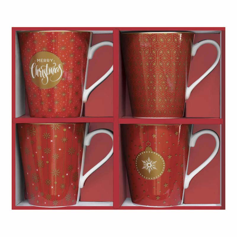 Easy Life Set 4 porcelain mugs 300 ml in gift box Christmas