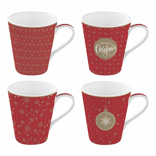 Easy Life Set 4 porcelain mugs 300 ml in gift box Christmas